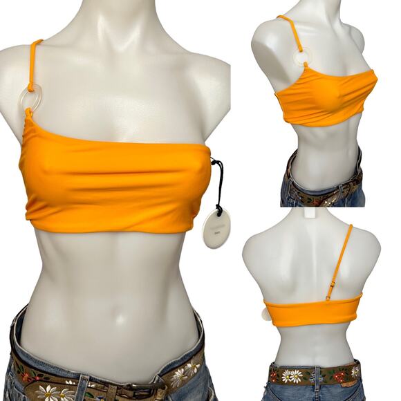 Tularosa Tangerine Orange One Shoulder Bikini Top MEDIUM Bralette Selly $88 NEW - Picture 5 of 5